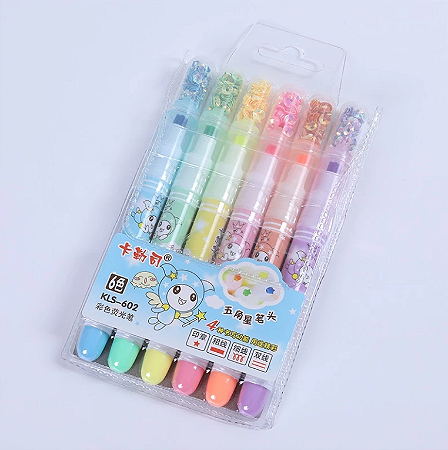 Kit 6 Marca Textos com Ponta Estrela e Carimbo