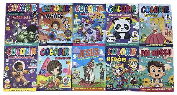 Kit 50 Revistinhas de Colorir PACOTE FECHADO Infantil Educativo