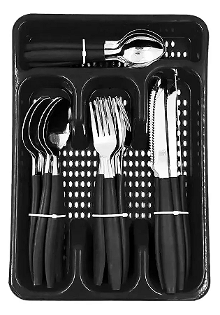 Conjunto De Faqueiro Livon 24 Talheres Cor Preto