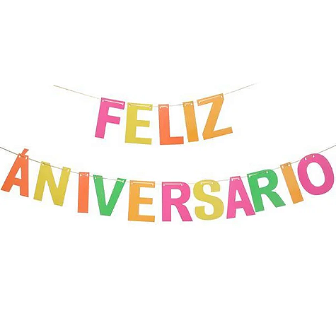 Faixa Feliz Aniversário Colorida HA503 Bandeira Feliz Aniversário - 1 Un
