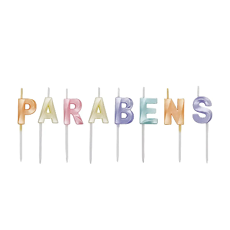 Vela Parabéns Candy Color 8 Uni - Silver Plastic