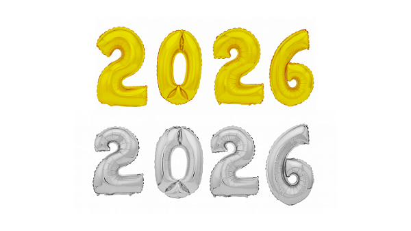 Kit 4 Balão Metalizado Numero 2026 80cm 32'' polegadas Dourado ou Prata Balões