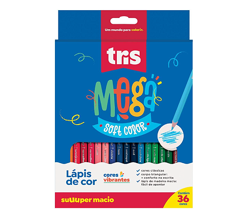 Lápis De Cor 36 Cores Mega Soft Color - Tris