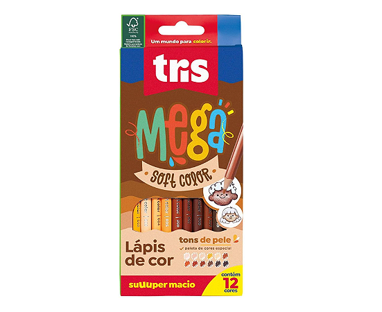 Lápis de Cor 12 Cores Mega Soft Color Tons de Pele - Tris