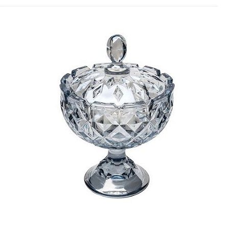 Potiche Decorativo Com Tampa & Pé Crown Cristal