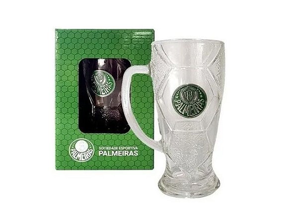 Caneca Chopp Vidro Bola Futebol 630ml Palmeiras