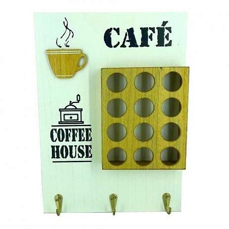Porta Capsulas De Café Nespresso De Madeira Com Porta Chave