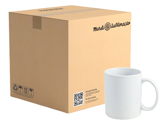 Caneca para Sublimação de Cerâmica Branca Importada Classe AAA - Mundi 36 Unidade (Caixa)
