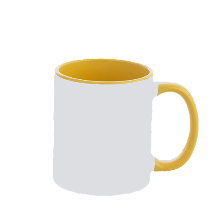 Caneca com Alça e Interior Amarela de Cerâmica para Sublimação 325ml