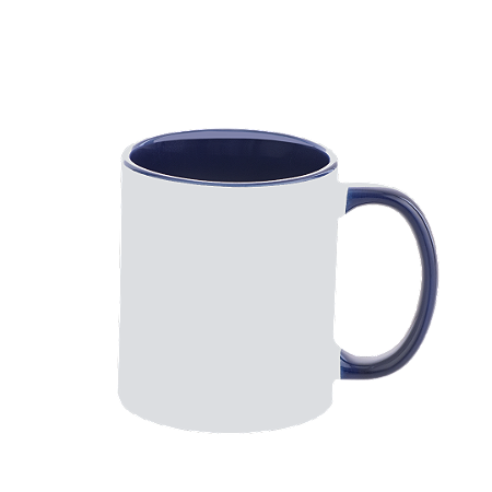 Caneca com Alça e Interior Azul Marinho de Cerâmica para Sublimação 325ml