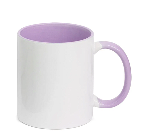 Caneca com Alça e Interior Lílas de Cerâmica para Sublimação 325ml