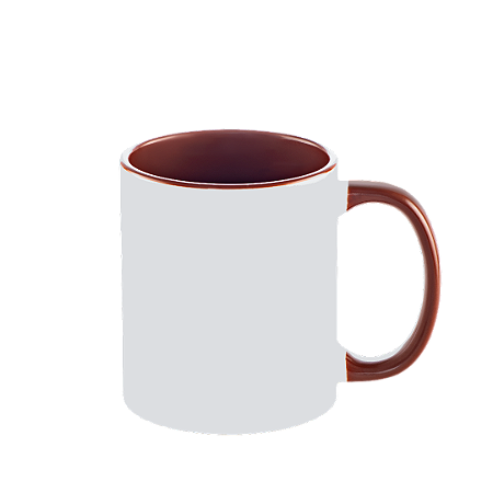 Caneca com Alça e Interior Marrom de Cerâmica para Sublimação 325ml