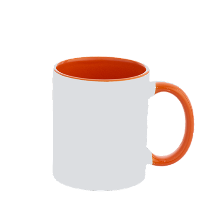 Caneca com Alça e Interior Laranja de Cerâmica para Sublimação 325ml