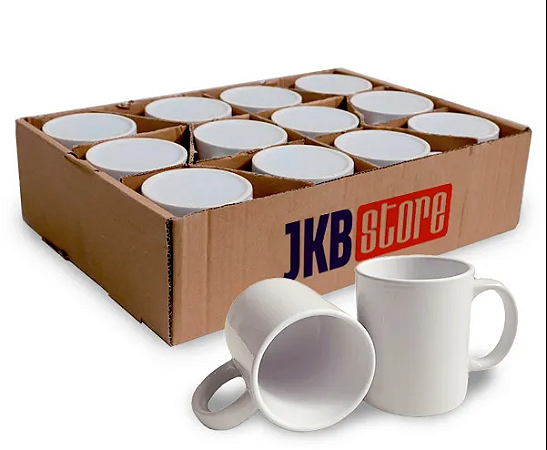 Kit C/12 Canecas para Sublimação de Cerâmica Branca Importada Classe AAA - JKB