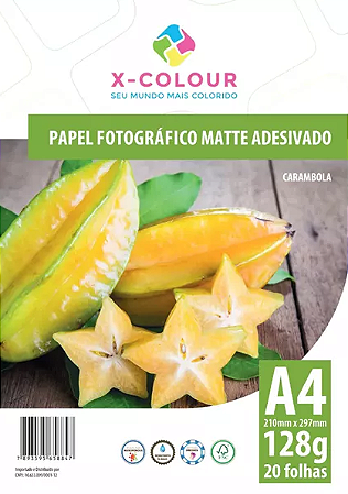 Papel Fotográfico Matte Adesivado 128g com 20 Folhas