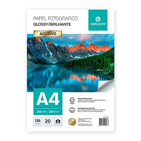 Papel Fotográfico A4 ADESIVO Glossy 135g