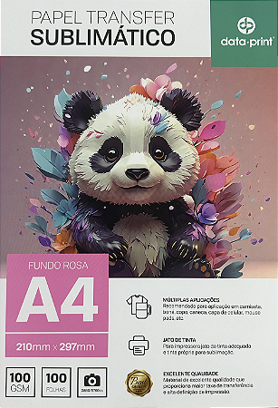 Papel Sublimático Panda 100 Folhas Fundo Rosa