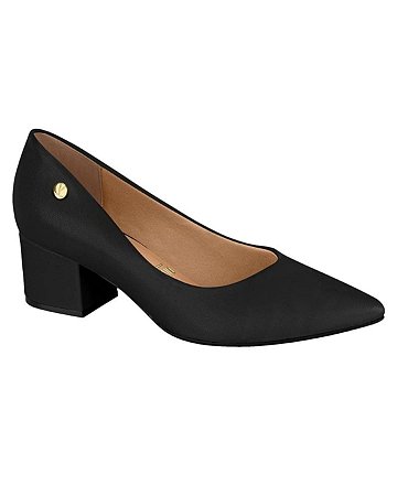 Sapato Vizzano Bico Fino Salto Bloco Baixo Pelica