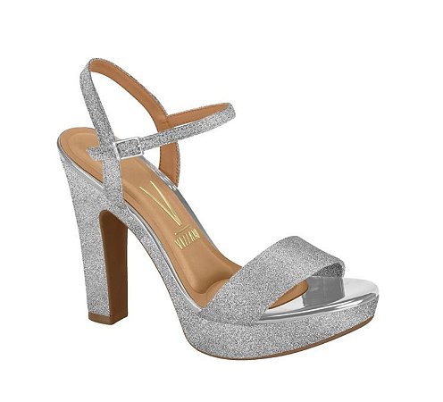 Sandália Vizzano Meia Pata Salto Bloco Tela Shine