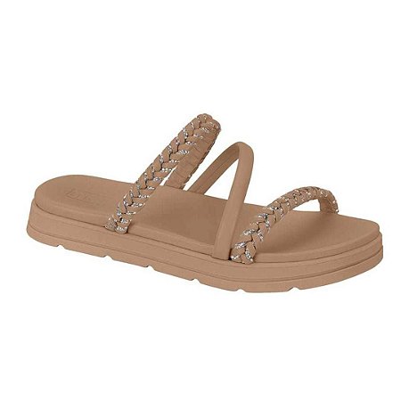 Chinelo Moleca Flat Trança Milano Strass