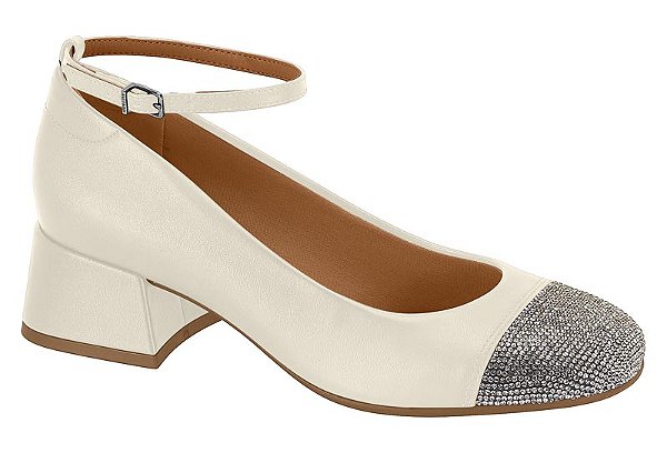 Sapato Vizzano Mary Jane Salto Baixo Bico Strass