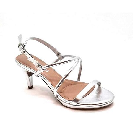 Sandalia Via Scarpa Meia Pata Salto Fino Metalizado Iron