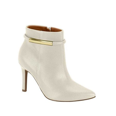 Bota Vizzano Bico Fino Cano Curto Salto Fino Tira com Chapinha Dourada