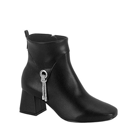 Bota Vizzano Cano Curto Bico Quadrado Salto Bloco Detalhe cordão Cristal