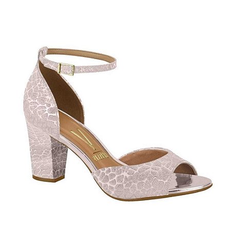 Sandália Vizzano Salto Bloco Traseiro Fechado Shine Snake
