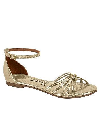 Sandália Vizzano Rasteira Traseira Fechada Tiras e Nós Metalizado