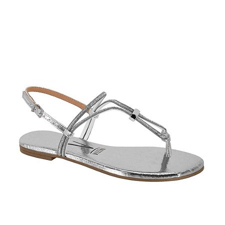 Sandália Vizzano Rasteira Dedo Tira Cristal Metalizada