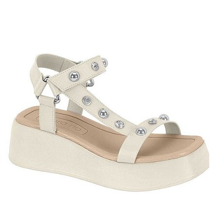 Sandália Beira Rio Plataforma Tiras com Pedraria