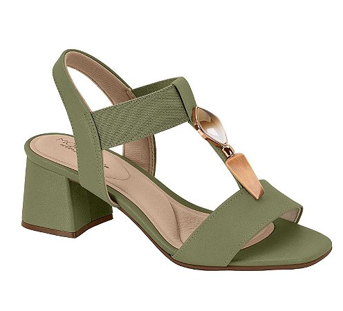 Sandália Modare Salto Bloco Detalhe Pedraria