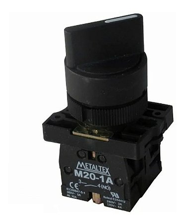 P20SCR4-B-2A - CHAVE SELETORA PLÁSTICA KNOB CURTO - 3 POS. FIXAS 45G - 2NA