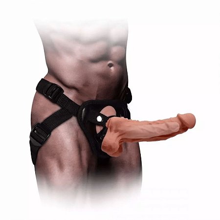 Cinta Peniana Reforçada com Prótese Oca em Cyberskin 19,5x4cm - Bege