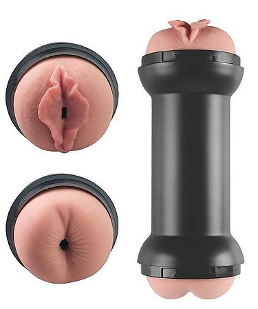 Masturbador Duplo Em Formato De Halter Com Vagina E Ânus