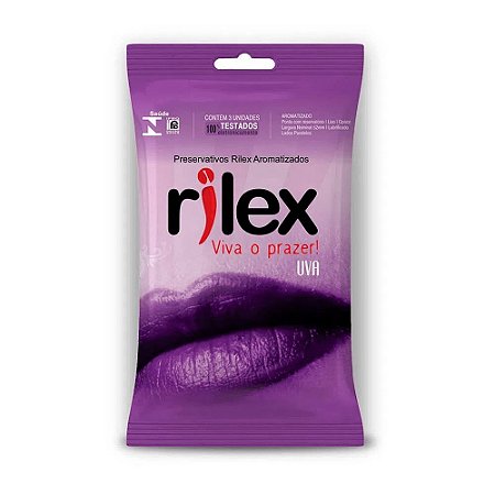 Preservativo Masculino Aroma Uva Com 3 Unid Tm 52Mm Rilex
