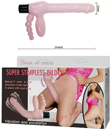 Pênis Strapless Para Casal Com Vibrador e Plug anal 5 Esfera
