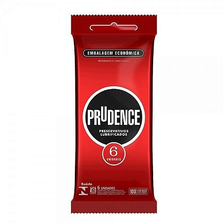 Preservativo Tradicional Lubrificado Com 6 Unid. Prudence Tm 52Mm