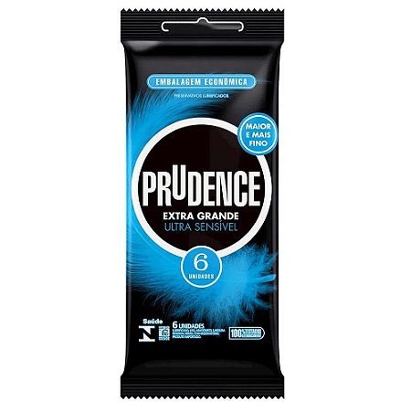 Preservativo Extra Grande Ulta Sensível Com 6 Unid. Prudence Tm 56Mm