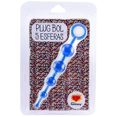 Plug Bol 5 Esferas Cor Azul 18x2,4Cm