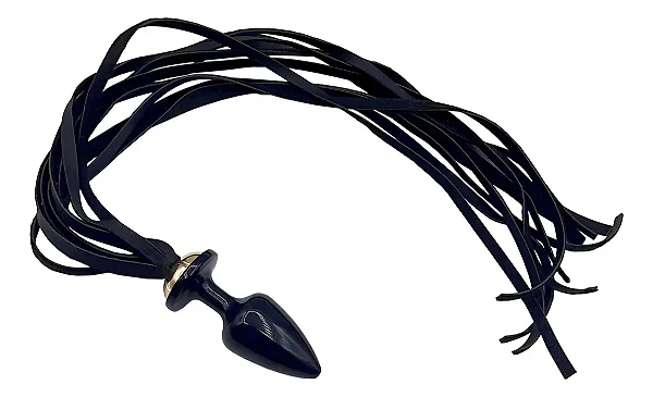 Slim Plug Anal Cônico C/Rabo De Chicote E Base De Segurança 40Cm