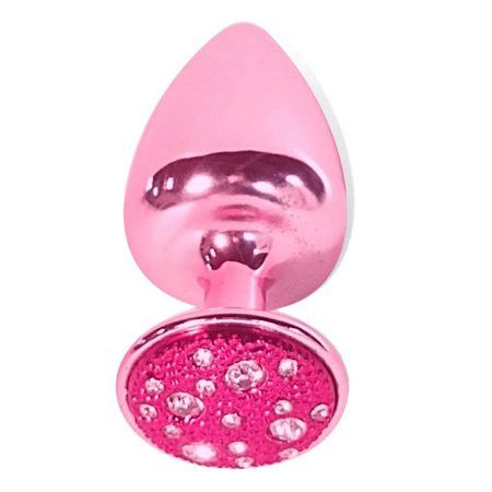 Plug M Rosa Com Pedra Cravejada Em Strass HA135R