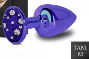 Plug de Metal Com Pedras Cravejadas (HA135L) -Lilás TAM M