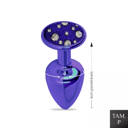 Plug de Metal Com Pedras Cravejadas (HA134L)  TAM P- Lilás