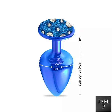 Plug de Metal Com Pedras Cravejadas (HA134A) TAM P- Azul