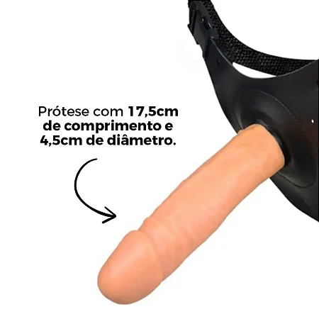 Cinta Peniana Média Com Pênis Bege Em Vinil 17,5cm x 4,5cm