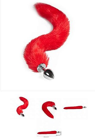 Plug Anal Rabo Vermelho 40 cm Tamanho M