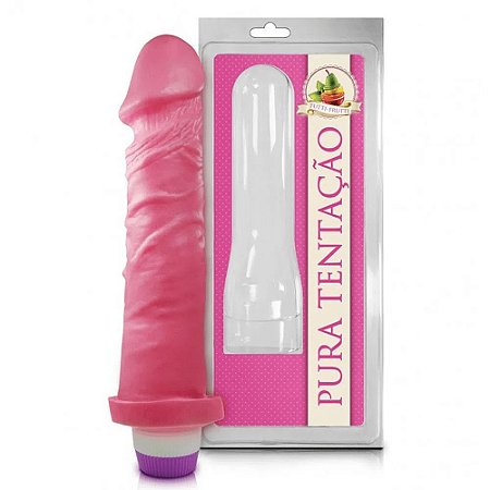 Prótese Realística Aromático Com Vibro  Pura Tentação Tutti Fruti 18X4,4Cm