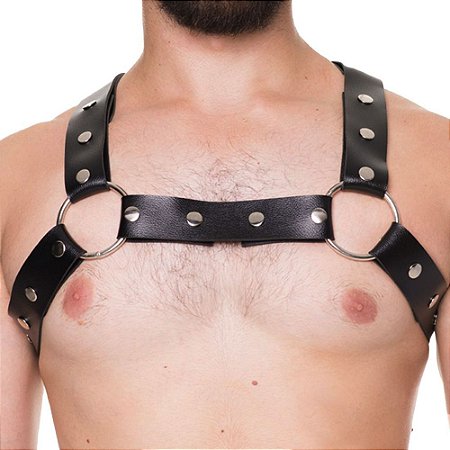 Harness em Couro Sintetico Formato O - Preto